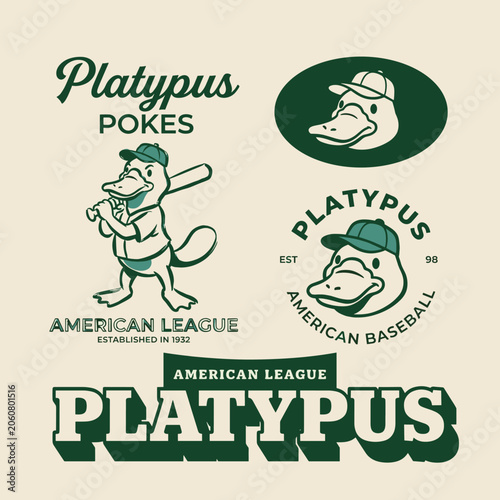Картината върху платно Platypus baseball team logo design