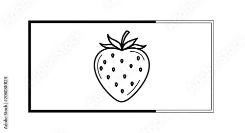 Hand-drawn Strawberry Icon on White Background, Simple Line Art Fruit Illustration