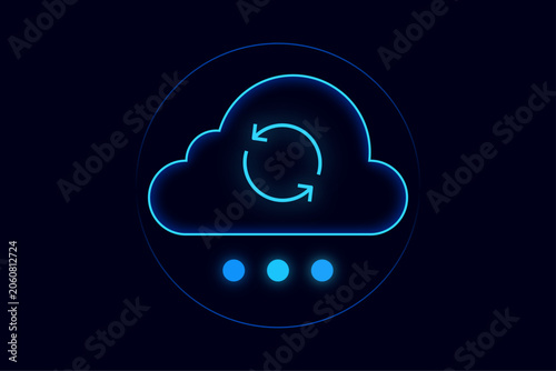 Cloud Sync Neon Vector Icon for Backup Storage and Software Update Service