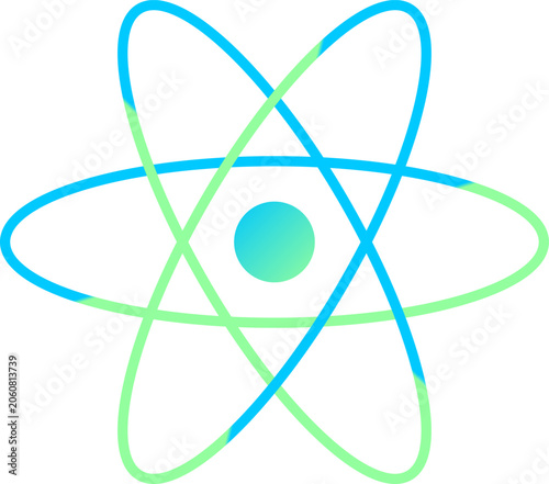 Fotografie Abstract atomic orbital structure with central nucleus and intersecting electron