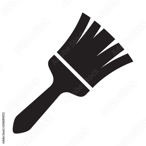 Paint brush tool silhouette icon for art and creative projects.