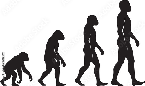 Obraz na plátně Theory of evolution of man silhouette