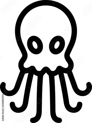 Quadro su tela Minimalist octopus icon, simple line art, underwater creature, vector illustrati