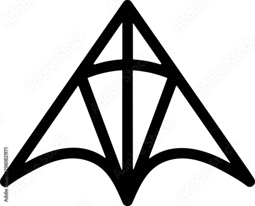 Bild auf Leinwand Abstract geometric kite shape, minimalist black symbol on white background
