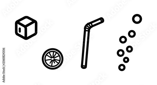 Canvastavla Cold beverage and drink accessory line icon set