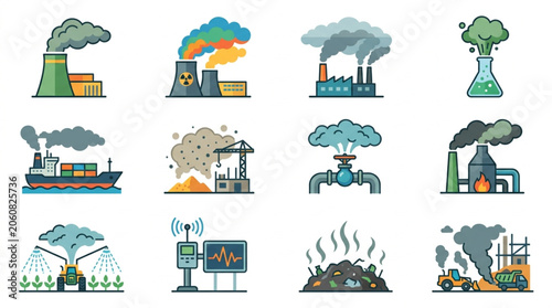 Foto Industrial Pollution and Environmental Impact Visuals.