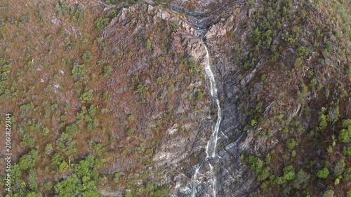 Aerial view of Horsetail falls in Tasmania, Australia. Beautiful nature