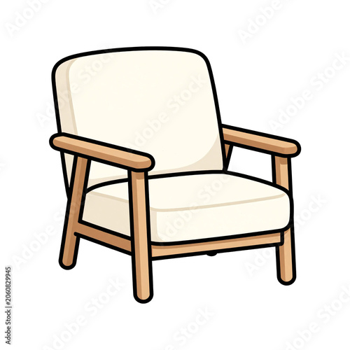 vintage wooden armchair isolated on white background, classic comfortable single chair for interior decor