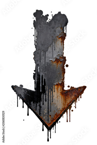 Old rusty iron metal door with grunge texture on old wall illustration in dark abstract style near sea architecture silhouette