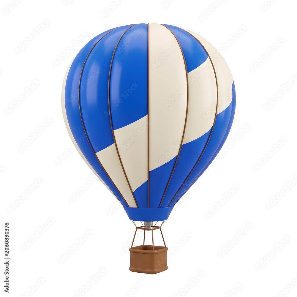 Fototapeta premium Blue and White Hot Air Balloon 3D Render