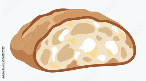 Fotografie Ciabatta Bread with Irregular Porous Open Crumb Texture