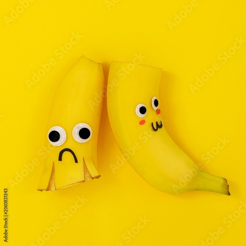 Playful bananas with faces a whimsical and colorful still life