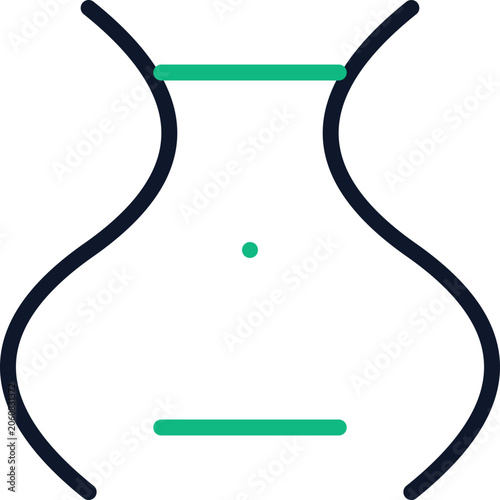 Minimalist flat icon of a laboratory flask used for biotechnology and scientific research projects illustration