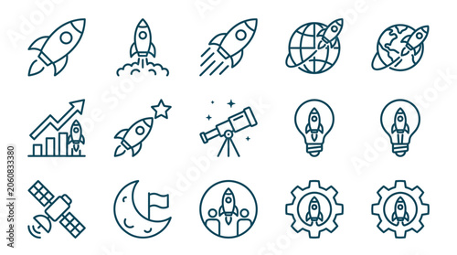 Foto Rocket Space Icons Symbols.
