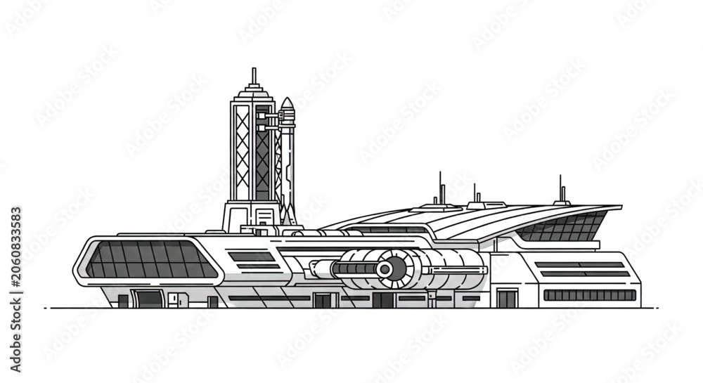 Obraz premium Futuristic Space Station Architecture Design.