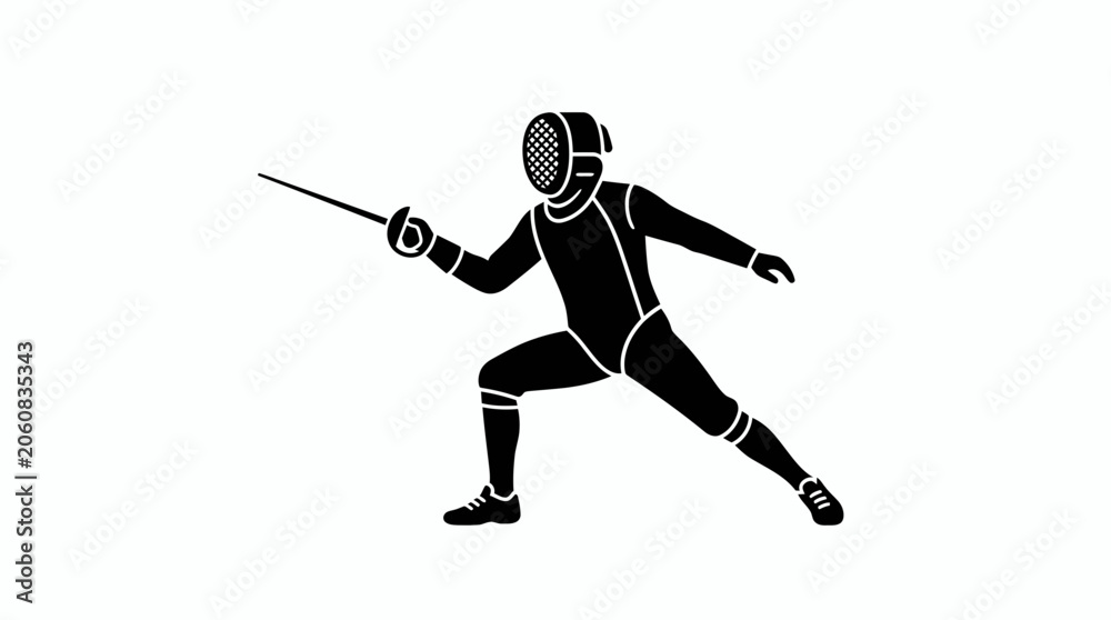 Fototapeta premium Fencing Athlete Silhouette, Sport Action, Sword Fighting