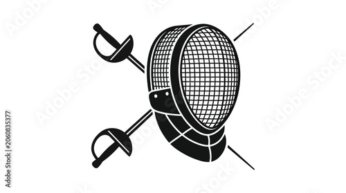 Obraz na płótnie Fencing Mask and Crossed Swords Icon - Sport Equipment Silhouette