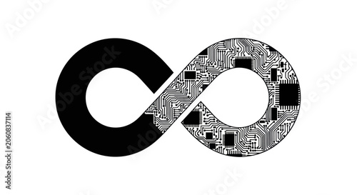 Infinity Symbol Circuit Board Vector Illustration