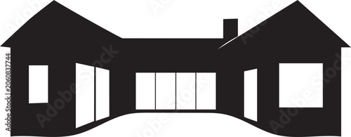 Courtyard House Silhouette Logo Icon