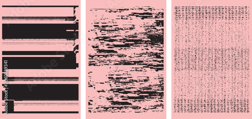 Bild auf Leinwand Collection of corrupted electronic screen patterns featuring heavy blocky glitch textures