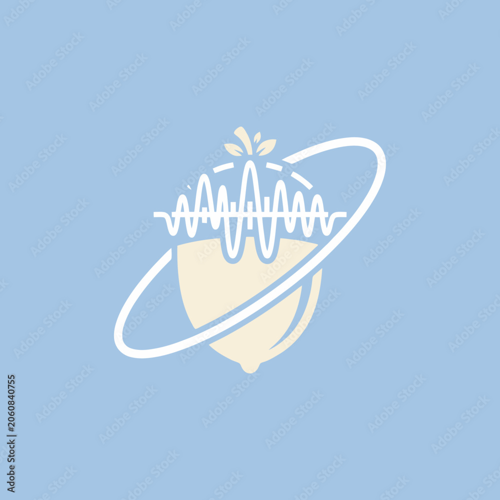 Fototapeta premium A stylized graphic of a nut with a digital sound wave
