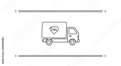 Free Delivery Truck Icon with Heart Symbol - Shipping and Logistics Concept