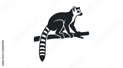 Ring-Tailed Lemur Minimalist Vector Illustration