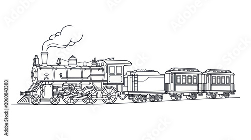 Vintage Steam Train Vector Illustration