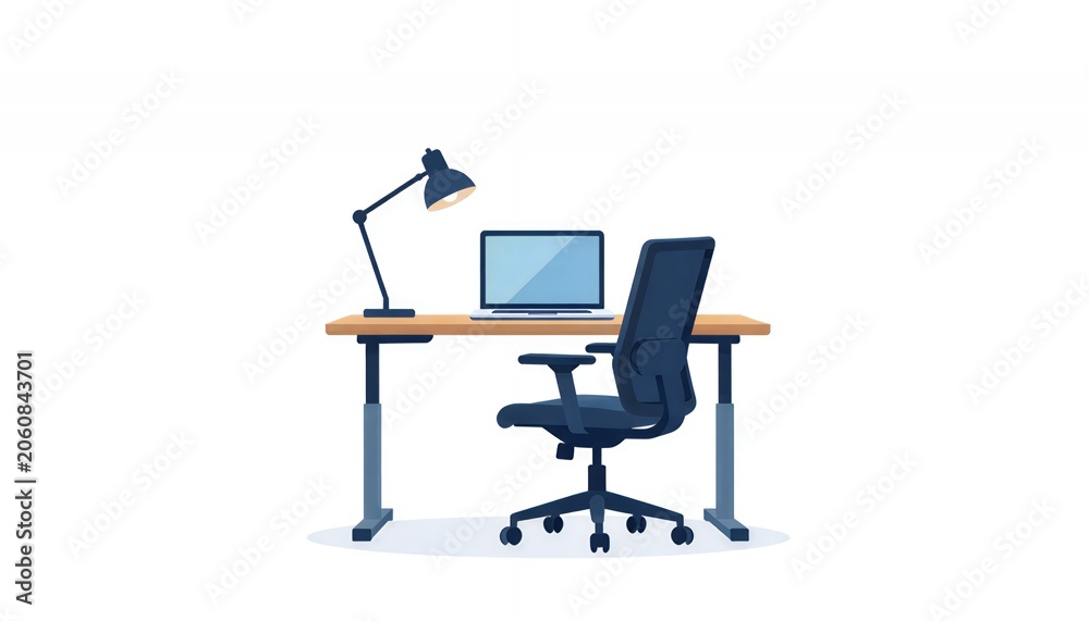 Fototapeta premium Modern Office Setup with Desk and Chair in Minimalist Style