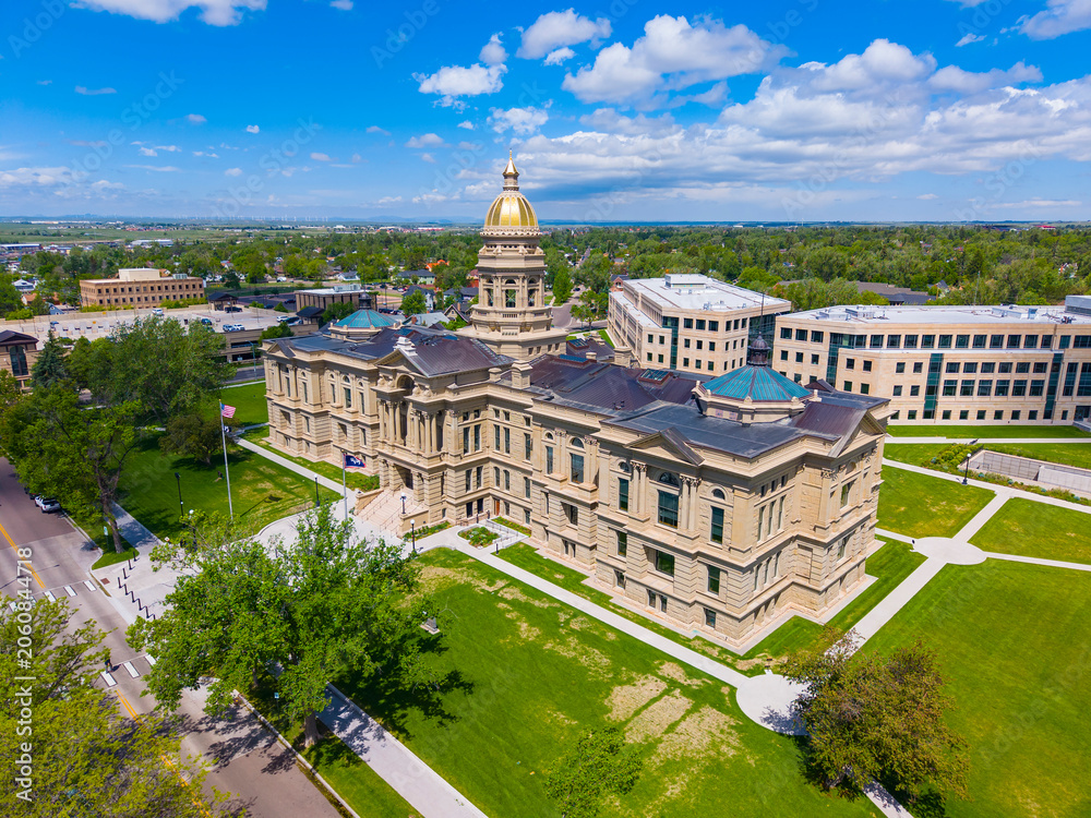 Obraz premium Wyoming State Capitol is the legislative government of Wyoming State, at 200 W 24th Street, Cheyenne, Wyoming WY, USA. 