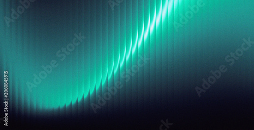Teal neon light arc glowing on dark abstract background with vertical stripe texture for music event and gaming design