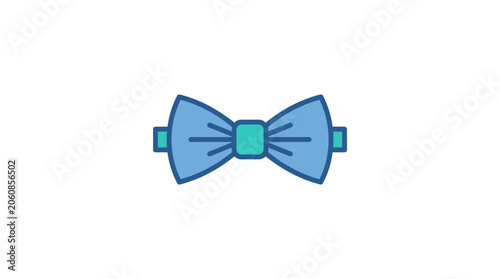 Minimalist Blue Bow Tie Vector Icon Illustration