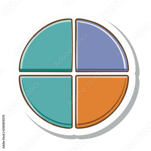 Flat design pie chart icon with four colorful segments