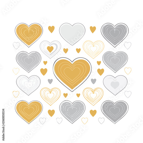 Gold and white heart pattern vector