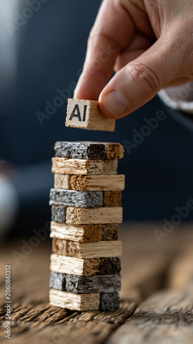 Building AI: A hand places ...
