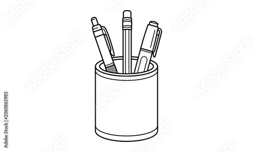 Minimalist Desk Pencil Holder Vector Illustration