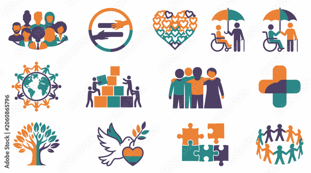 Fototapeta premium Diverse group of people icons together.