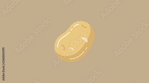 Minimalist Flat Vector Illustration of a Raw Potato on Tan Background