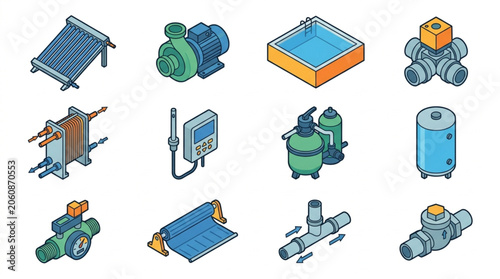 Schilderij op canvas Industrial Water Treatment Equipment Set.