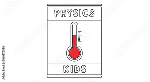 Physics for Kids: Thermometer Icon with Red Liquid, Educational Science Concept