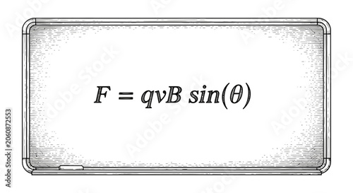 Physics Formula F=qvBsin(θ) on a Whiteboard - Magnetic Force Equation