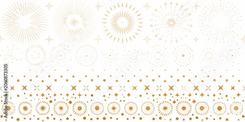 Quadro em tela Golden firework pattern with scattered stars and bursts a celebratory vector ill