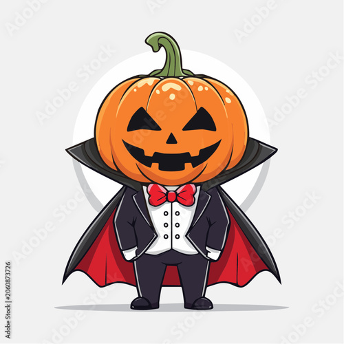 Cute Halloween Pumpkin Vampire Character