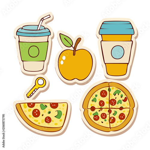 Flat design food and drink icons set