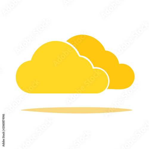 Yellow cloud icon with shadow on white background