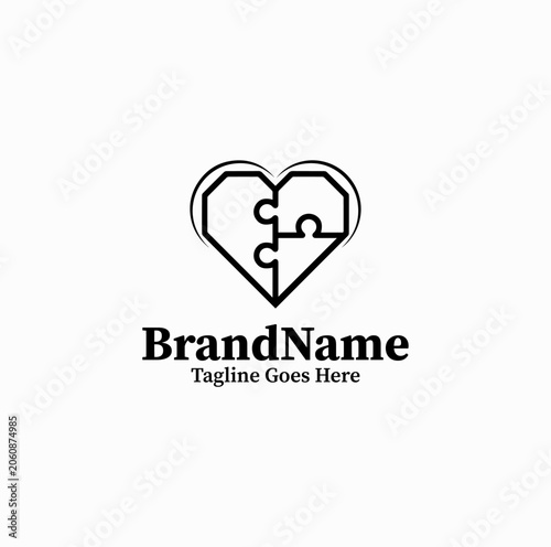 Matching Puzzle Pieces Represent Relationship Compatibility Service With Modern Brand Identity