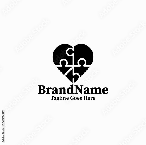 Matching Puzzle Pieces Represent Relationship Compatibility Service With Modern Brand Identity