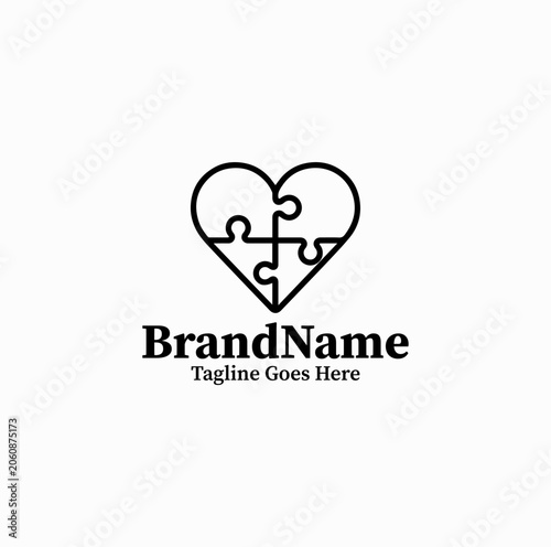 Matching Puzzle Pieces Represent Relationship Compatibility Service With Modern Brand Identity
