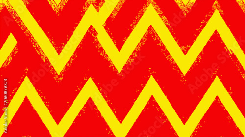 Vibrant Yellow Zigzag Pattern on Textured Red Background