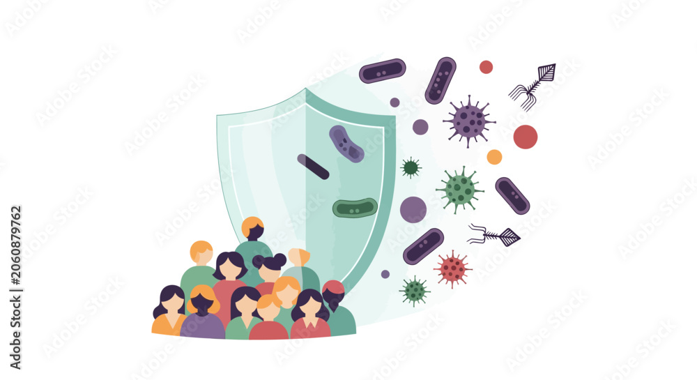 Naklejka premium Immune Shield Protects Diverse People From Viruses and Bacteria